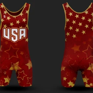 USA Red / Gold Wrestling Singlet